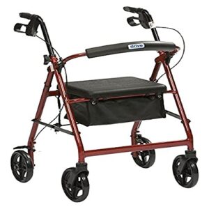 Drive R8 Red Aluminium Rollator with Padded Seat and Vinyl Underseat Bag