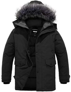 CHIN·MOON Men's Winter Warm Coat Windproof Puffer Jacket with Hood