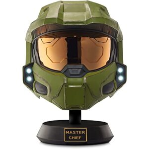 Halo Master Chief Deluxe Helmet with Stand - LED Lights on Each Side - Battle Damaged Paint - One Size Fits Most - Build your Universe