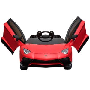 EngineMart 12V Electric Car For Kids Ride On Car With Parental Remote Control Bluetooth Music(Red)