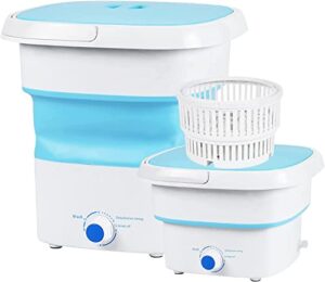 BAOSHISHAN Mini Foldable Washing Machine Portable Washing Machine Ultrasonic Cleaning Blue Ray sterilization Automatic Washer with Spin Dryer For Washing Underwear 2KG /11.5L Capacity