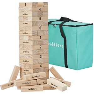 THE TWIDDLERS - Giant Tumble Tower Garden Lawn Game with 64 Wooden Blocks