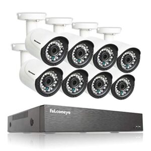 Faconeye 8CH 1080P CCTV Surveillance Camera System 8CH Hybrid DVR Recorder with 8Pcs 1080P Bullet Indoor Outdoor Security Camera for Home Security Surveillance System(NO HARD DISK)