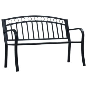 idaXL Garden Bench Practical Design Outdoor Patio Seating Chair Furniture 125cm Black Steel
