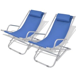 YOPOTIKA garden Terrace Reclining Deck Chairs 2 pcs Steel Blue