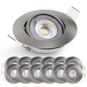 Emos Exclusive 5W LED Recessed Spot Lights Ceiling 4000K - Adjustable Tilt Twist & Lock Mains - 240V LED Compatible - IP20 Rated Nickel Ceiling Spot Downlight for Kitchen Bedroom - Pack of 12