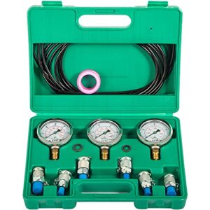 BananaB Measuring Case Hydraulic 9000PSI Hydraulic Pressure Tester 60MPA Pressure Gauge Tester Measuring Case Pressure Gauge Kit for Excavator Machinery