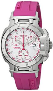 Tissot Women's T0482171701701 T-Race White Dial Pink Silicone Strap Watch