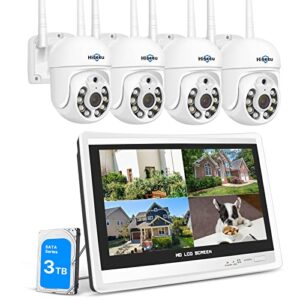 【PTZ+3TB】 Hiseeu 3MP Wireless PTZ Security Camera System