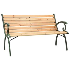 Garden Bench 123 cm Cast Iron and Solid Firwood-Furniture Outdoor Furniture Outdoor Seating Outdoor Benches