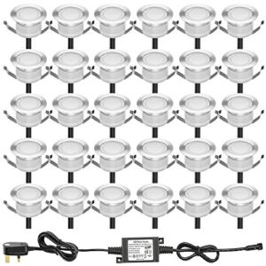Warm White Led Decking Lights Waterproof IP67 1W Ø45MM - Lighting for Terrace/Patio/Path/Wall/Garden/Decoration