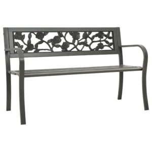 Garden Bench 125 cm Steel Grey-Furniture Outdoor Furniture Outdoor Seating Outdoor Benches