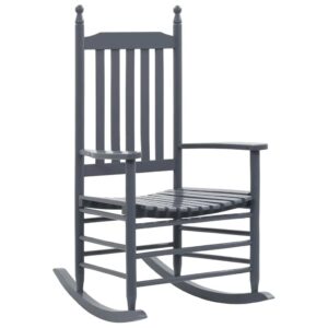 idaXL Rocking Chair with Curved Seat Armrest Durable Rustic Backyard Outdoor Patio Relaxing Rest Lounge Armchair Seating Poplar Wood Grey