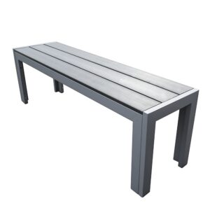 Trueshopping Malmo Outdoor Bench with Aluminium Frame in Grey 33 cm (H) x 130 cm (W) x 42 cm (D)