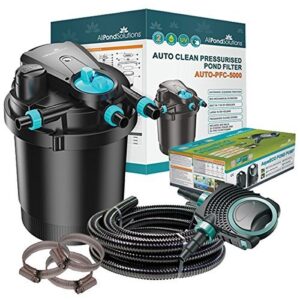 AllPondSolutions Auto Cleaning Pressurised Koi Fish Pond Filter with UV Steriliser Light All in One Complete Kit - Ponds Up to 5000 litres - AUTO-PFC-5000-KIT