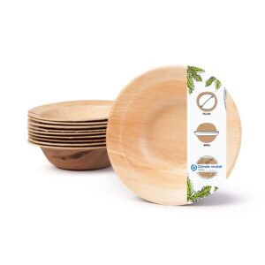 BIOZOYG Palmware disposable plate deep I round 14cm 400 pieces snack bowl palm leaf tableware pasta plate salad bowl I compostable disposable tableware biodegradable