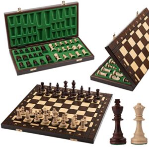 Master of Chess Large CLASSIC TOURNAMENT No.4 Wooden Chess Set 42 x 42 cm Great Chess Board & Staunton Pieces! (Burnt squares on chessboard)