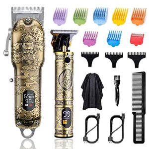 GSKY Professional Mens Hair Clippers Zero Gapped Cordless Hair Trimmer Professional Haircut Kit for Men Rechargeable LED Display