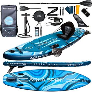 Aqua Spirit SUP Inflatable Stand UP Paddle Board 2022 | 10'6/10’8/12’6/15’ | Complete Kayak Conversion Kit with Paddle