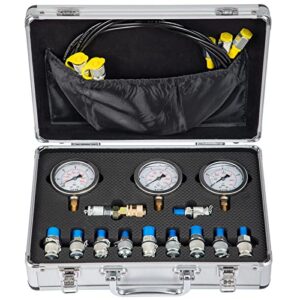 BananaB Hydraulic Pressure Gauge Test Kit 2300/5800/8600 PSI Pressure Test Kit 3 Pressure Gauge 3 Test Hose 10 Couplings 1 Quick Connector Pressure Hydraulic Tester for Excavator Machinery