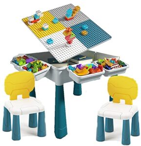 Multifunction Table With 2 Chairs 7-in-1 Compatible With Large Building Blocks