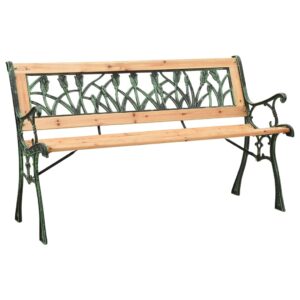 Garden Bench 122 cm Cast Iron and Solid Firwood-Furniture Outdoor Furniture Outdoor Seating Outdoor Benches