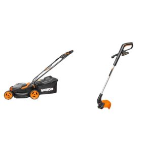 WORX WG779E.2 36V (40V MAX) Cordless 34cm Lawn Mower (Dual battery x2 20V Batteries) & WG157E 18V (20V MAX) Cordless Grass Trimmer