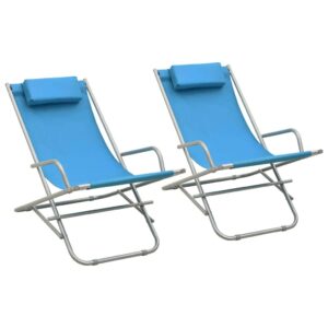 YOPOTIKA garden Terrace Rocking Chairs 2 pcs Steel Blue