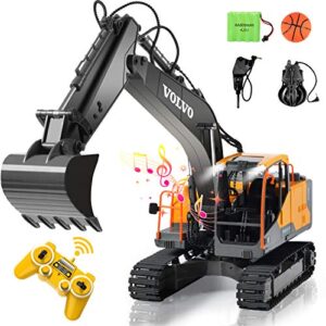 DOUBLE E Remote Control Excavator 3 In 1 1/16 660 Degree Rotation 3 Motors Headlights 17 Channels RC Excavator Toys Trucks For boys Radio Control Construction Vehicles With Sounds And Extra Gif