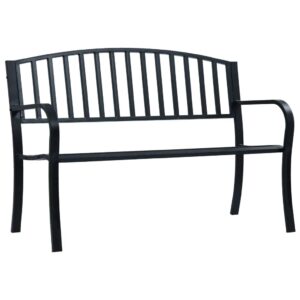 idaXL Garden Bench Practical Design Outdoor Patio Seating Chair Furniture 125cm Black Steel