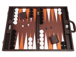 19-inch Premium Backgammon Set - Large Size - Dark Brown Board