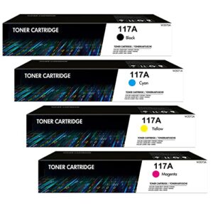 4-Pack Compatible 117A Toner Cartridge Replacement for HP 117A 117 W2070A W2071A W2072A W2073A Color Laser MFP 179fwg 178nwg 179fnw 178nw 150a 150nw 179 178 150 Ink (Black Cyan Yellow Magenta)