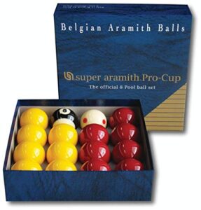 Aramith Billiards Pool Ball Set Available in Diameter of 50.8mm / 57.2mm Professional Pool Players Worldwide Tournament and Event Performance Equipment Supplies