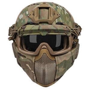 OneTigris Airsoft Fast Helmet - Full Face Protective Tactical Helmet With Foldable Ear Protection Mask And Goggles for Airsoft Paintball Sooting Wagrgame CS