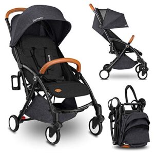 Lionelo Julie Buggy Small Folding Pushchair Buggy up to 15 kg Mosquito Net Foot Muff Drink Holder Shopping Basket Transport Bag Shoulder Strap for Carrying (Black) LO-Julie Black/Black