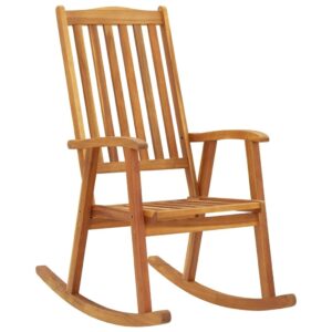 idaXL Solid Acacia Wood Rocking Chair Living Room Seating Furniture Garden Patio Outdoor Wooden Rocker Lounge Seat Leisure Chair Rocking Armchai