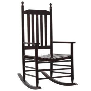 idaXL Rocking Chair with Curved Seat Armrest Durable Rustic Backyard Outdoor Patio Relaxing Rest Lounge Armchair Seating Poplar Wood Brow