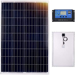 DOKIO Solar Panel 100w 12v Kit Polycrystalline with Controller Usb Output Charger Battery Waterproof for Caravan Motorhome Any Flat Surface