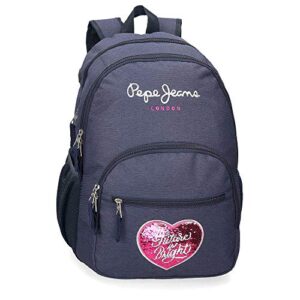 Pepe Jeans Bright Double Zip Backpack Blue 32 x 44 x 22 cm Polyester 30.98 L