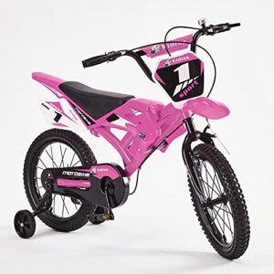 Kidisa CHILDREN'S MOTO BIKE BICYCLE WITH REMOVABLE STABILISER 16 INCHES 5 TO 8 YRS UK (Pink)