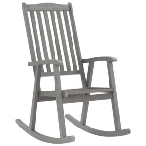 idaXL Solid Acacia Wood Rocking Chair Living Room Seating Furniture Garden Patio Outdoor Wooden Rocker Lounge Seat Leisure Rocking Armchair Grey
