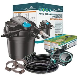 AllPondSolutions Auto Cleaning Pressurised Koi Fish Pond Filter with UV Steriliser Light All in One Complete Kit - Ponds Up to 8000 litres - AUTO-PFC-8000-KIT