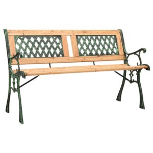 Garden Bench 122 cm Cast Iron and Solid Firwood-Furniture Outdoor Furniture Outdoor Seating Outdoor Benches