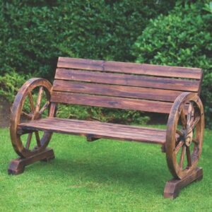 CrazyShop1 Beautiful Traditional New Wagon Wheel Bench 2 Seater For Garde