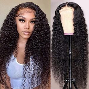 Curly Human Hair Wig 13x4 Lace Front Wig Kinky Curly Wig Real Brazilian Human Hair 9A Grade Glueless Wig For Women With Baby Hair Natural Black Lace Front Wig 22 inch