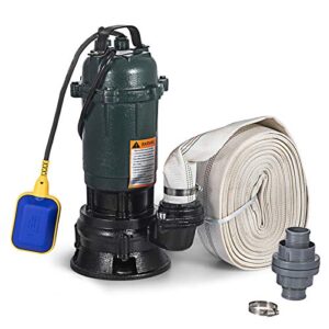 BuoQua Sewage Pump Sewage Dirty Water Pump 500W Electric Submersible Pump for Water Wells with 20M Hose(20M)