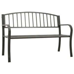 Garden Bench 125 cm Steel Grey-Furniture Outdoor Furniture Outdoor Seating Outdoor Benches