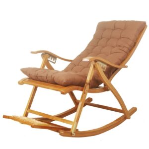 WGFGXQ Rocking armchair Rocking armchair for garden made of solid natural wood Comfortable rounded backrest Ideal for use outdoors or indoors (Color: B)