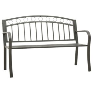 Garden Bench 125 cm Steel Grey-Furniture Outdoor Furniture Outdoor Seating Outdoor Benches