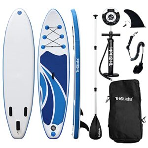 Triclicks Inflatable Stand Up Paddle Board SUP Inflatable Paddle Board 10ft Surfing Board Kit for Adults